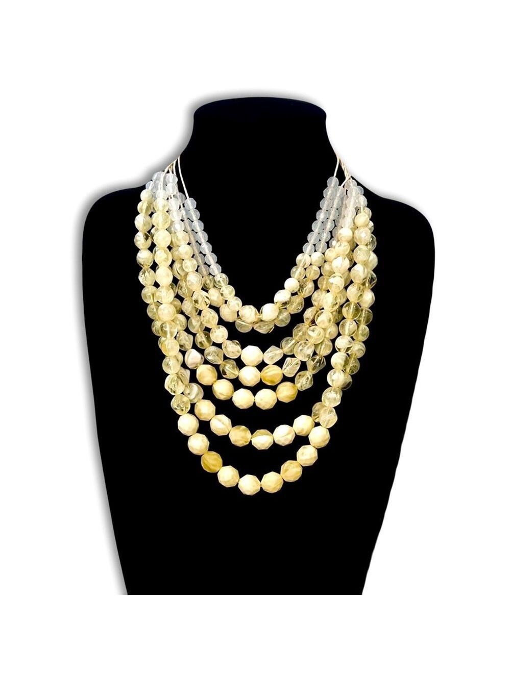 Chico's Layered Yellow Ombre Beaded Statement Necklace NWT